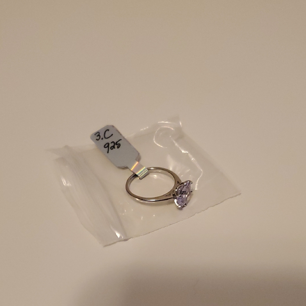 Sterling Silver Lavender Cubic Zirconia Solitaire Ring